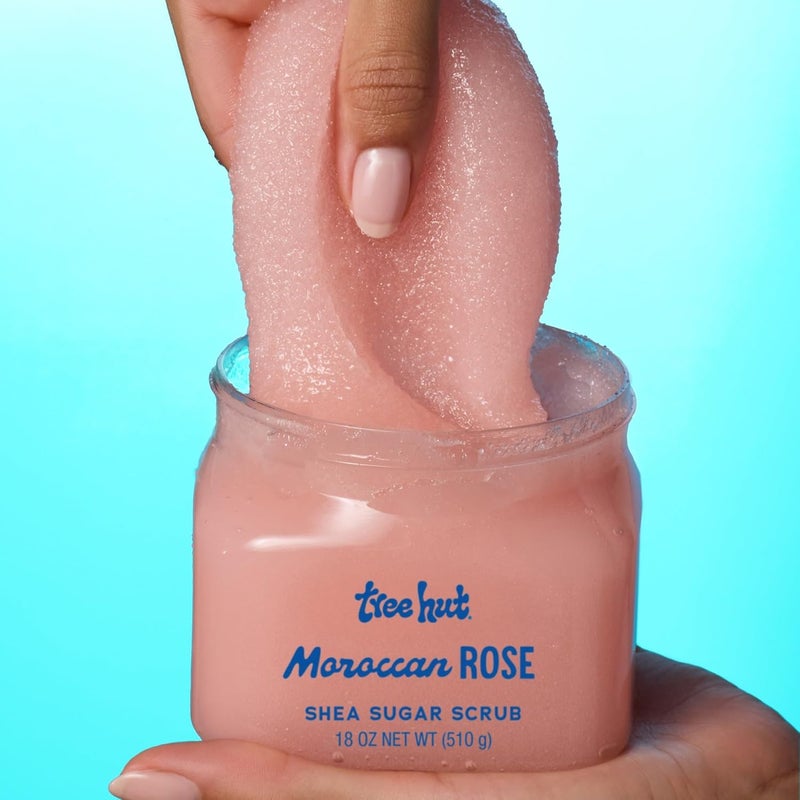 Treehut Moroccan Rose Shea Sugar Scrub, Exfoliating & Hydrating Body Scrub with Shea Butter & Essential Oils, Smooth & Soften Skin, 18 oz - Image 3